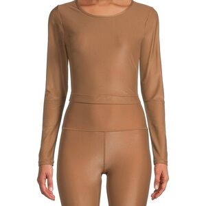 ANTONIO MELANI Active Luminous Long Sleeve Crop Top in GOLD